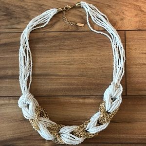 White and Gold Braided Necklace